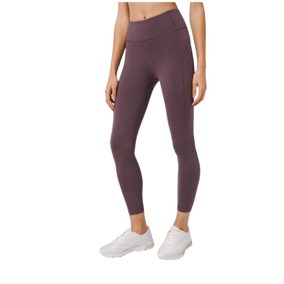 lululemon athletica Pants - Lululemon Invigorate High Rise 23"‎ Heather Black Currant with Pockets Size 4